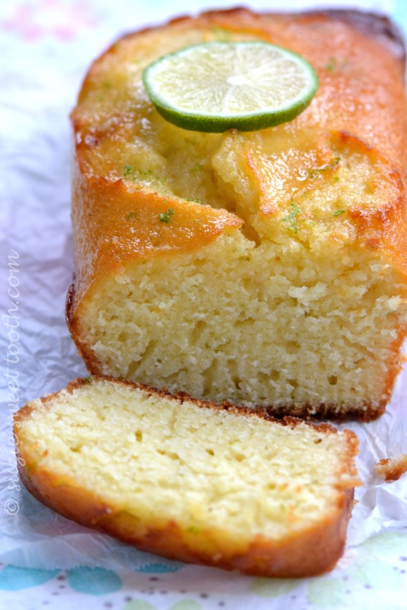 Lime Syrup Loaf Cake Cut