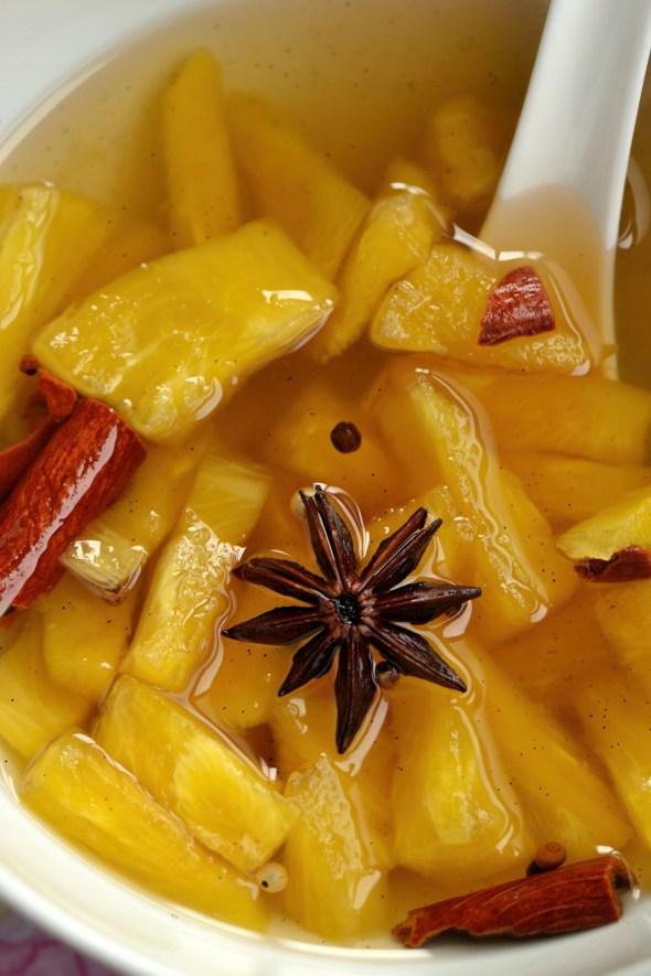 spiced poached pineapple
